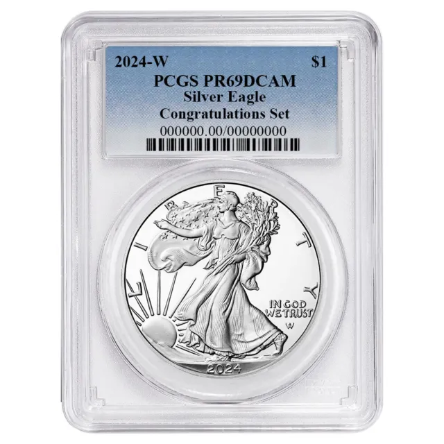 2024-W Proof $1 American Silver Eagle Congratulations Set PCGS PR69DCAM Blue ...