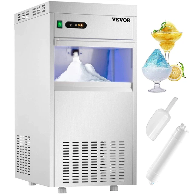 110V Commercial Snowflake Ice Maker 220LBS/24H, ETL Approved Food Grade Stainles
