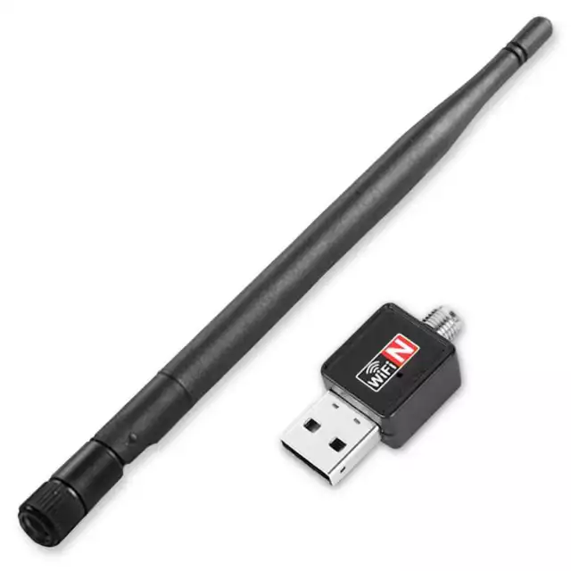 Antena WIFI USB Adaptador 150Mbps 5dBi LAN Wireless Potencia Largo Alcance Negra