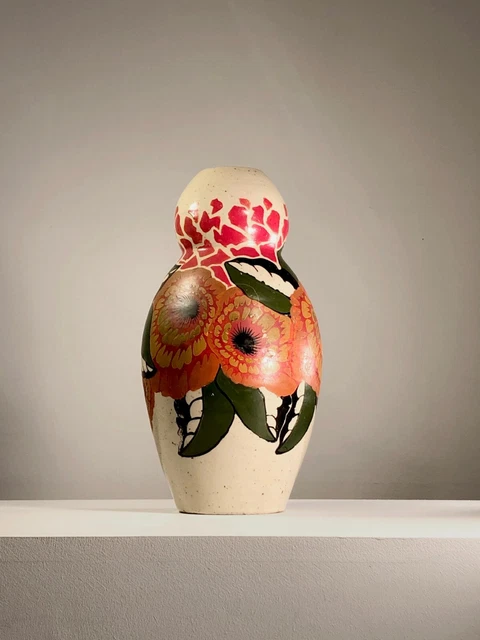 1930 Betsy Augeron Vase Ceramique Art-Deco Nouveau Moderniste Wiener Werkstatte