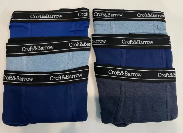 Croft & Barrow Men's 6-Pk. Solid Full-Cut Classic Briefs Sizes - L, 2XL- Blue 2