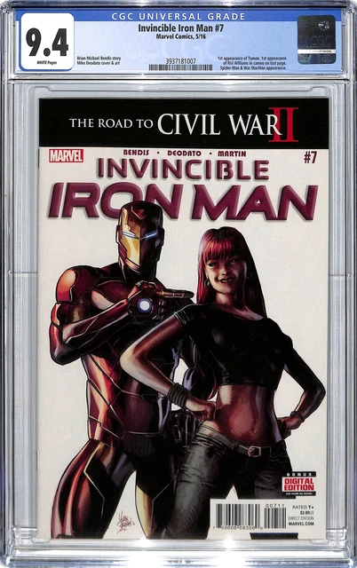 2016 Invincible Iron Man #7 Marvel Comics 5/16 CGC 9.4 Spider-Man War Machine
