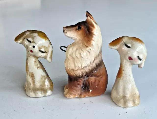 Vintage Mini Ceramic dogs Figure Desk shelf Decor