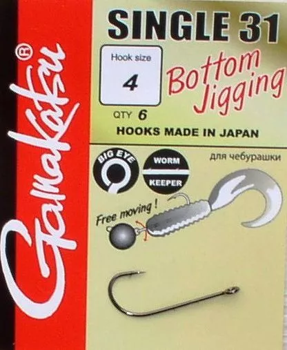 Gamakatsu Bottom Jigging Hooks Single 31, Cheburashka Japan-Haken Gr. 4+6+8+10