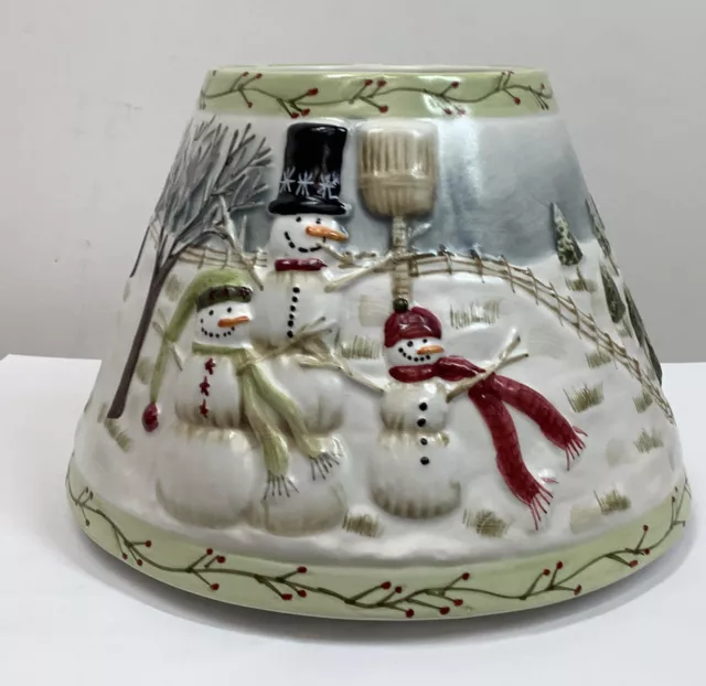 Yankee Candle Co frasco de sombra topper Navidad muñeco de nieve pueblo de vacaciones invierno grande