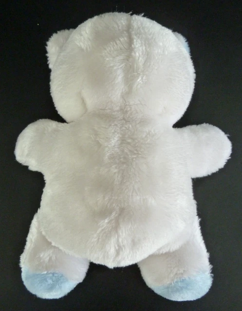 066. DOUDOU PELUCHE OURS BOULGOM blanc bleu rose nez orange 30cm - TTBE 3
