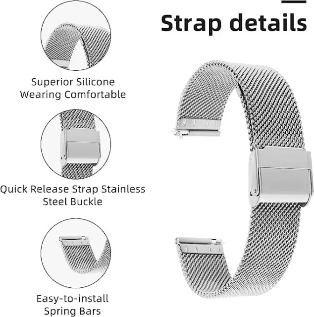 cobee Cinturini Per Orologi Cinturino Per Orologio a Sgancio Rapido 18MM Argento