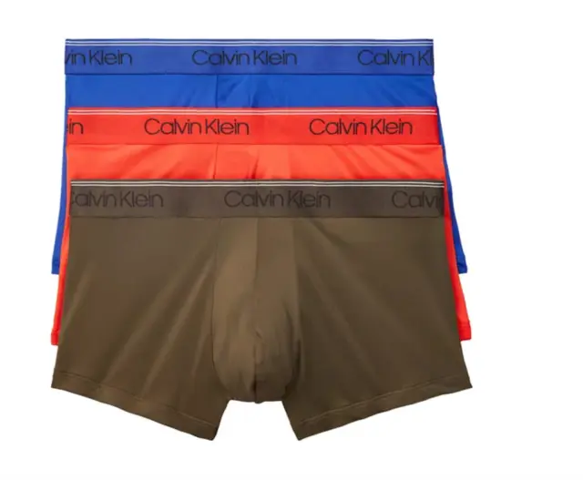 Men 3-Pack Calvin Klein Microfiber Trunk Briefs Classic Fit CK Underwear (B-G-O)