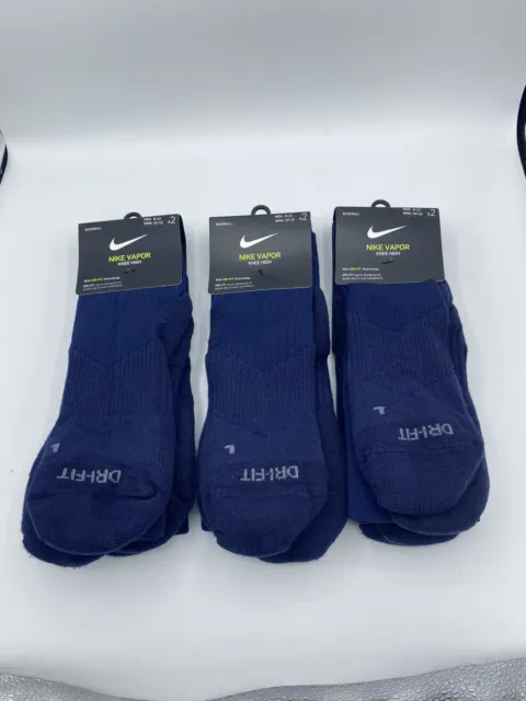 2-pack Nike Vapor Knee-High Baseball Socks Navy Blue sz L Mens 8-12 Womens 10-13