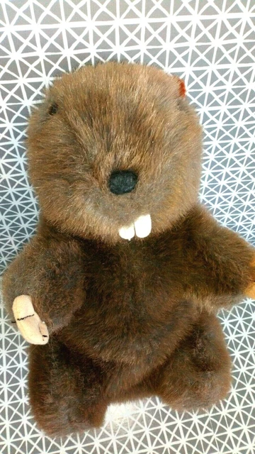 Peluche doudou marmotte castor gris marron 30 cm Jamiko