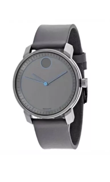 Brand New Movado Bold Men’s 40mm Gray Leather Strap Watch 3600490