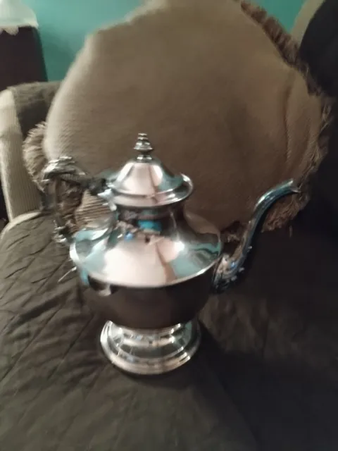 Antique HARTFORD STERLING Co. Quadruple Silverplate Teapot Hinged Lid