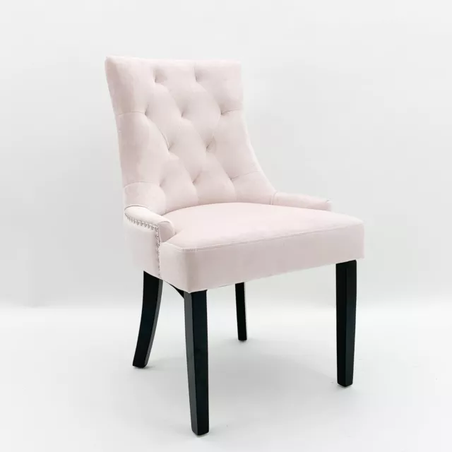 Pearl Velvet Dining Chair with Door Knocker Ring Windsor Dressing Room Chair