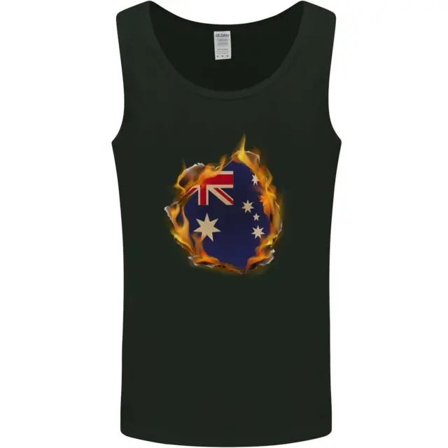 The Australian Flag Fire Effect Australia Mens Vest Tank Top