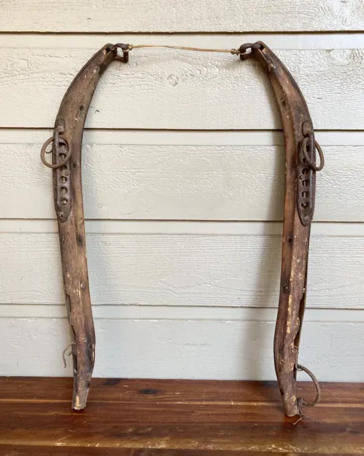 Antique Primitive Horse Yoke Hame Harness Handmade 25” Vtg Farm Tool Early 1800s