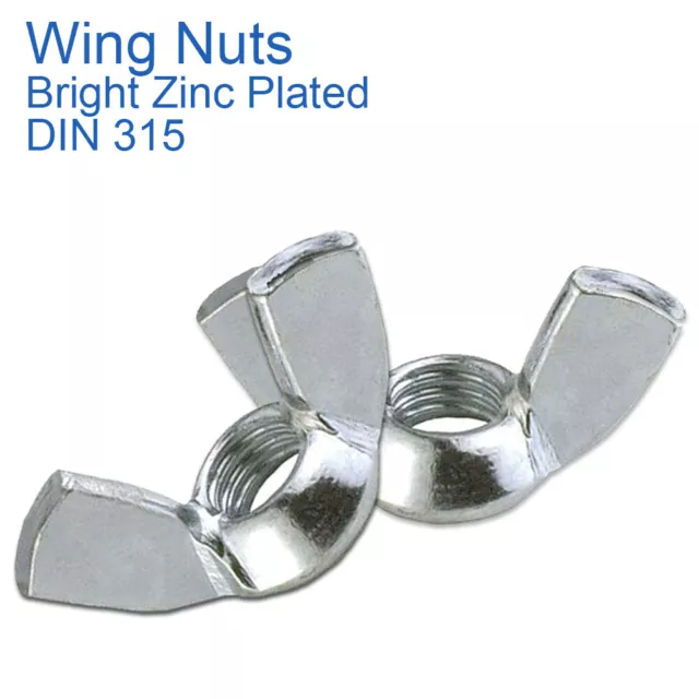 M3 M4 M5 M6 M8 M10 M12 Wing Butterfly Nuts To Fit Bolts Screws Bzp Grd 4 Din 315