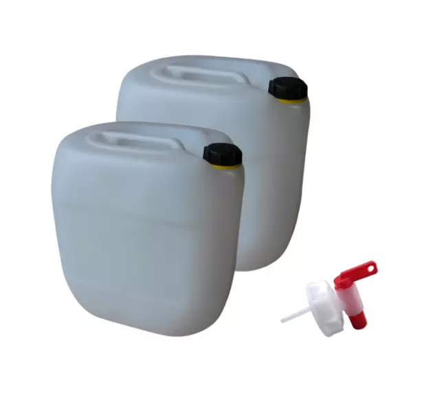 2 x 30 Liter Wasserkanister mit Hahn, Camping Outdoor Trinkwasser Kanister NEU!