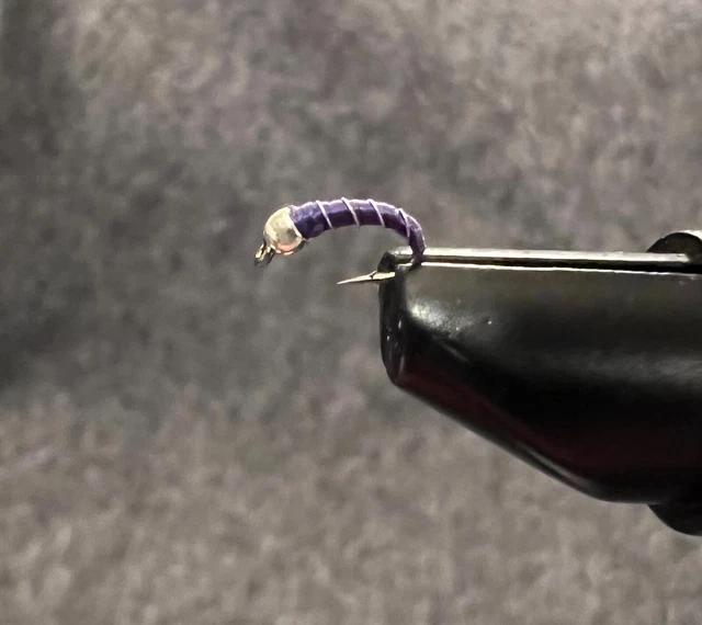 One Dozen (12) Zebra Midge Purple Bead Head Fly Fishing Flies Choose Size