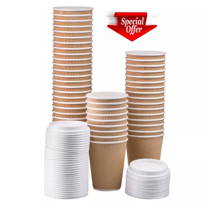 Disposable Ripple triple walled Paper Coffee Brown Cups