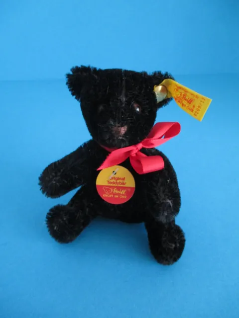 Kleiner Steiff Original Teddybär schwarz 00209/12  Mohair unbespielt Biegebär