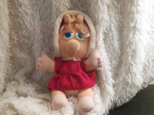 1987 Muppets Baby Miss Piggy 11" Christmas Plush Stuffed Animal - Jim Henson