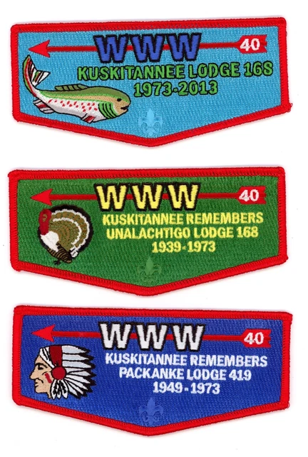 Kuskitannee Lodge 168 40th Anniversary Flap Set Order of the Arrow Scout BSA OA