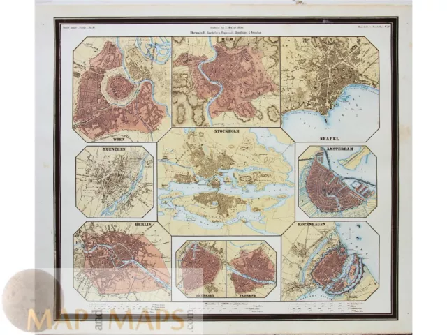 World Town Plans. Berlin, Rom, Stockholm, Amsterdam. Bauerkeller 1858