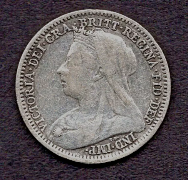 1900 VICTORIAN Silver 3 Pence coin.