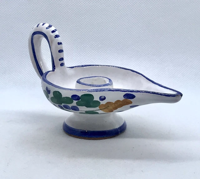 Portacandela Vintage In Ceramica Con Manico: Sottovaso Rustico Per Tealight, Verde Opaco
