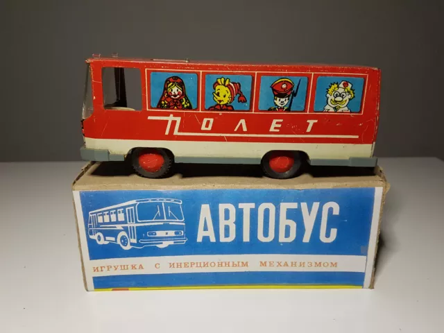 Altes DDR Sowjetische Blechauto Bus mit OVP Spielzeug USSR 80er Rot Fahrzeug