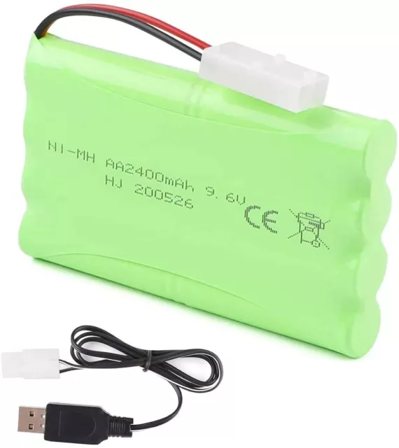 2400mAh 9,6V NiMH Akku Tamiya Stecker Batterie mit USB Ladekabel Für RC Car Auto 3