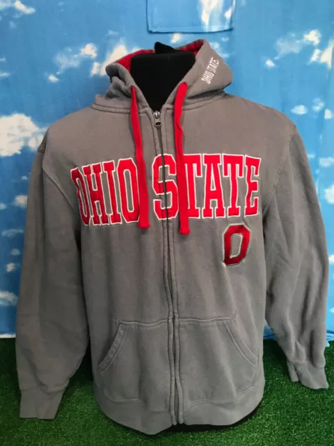 Ohio State Buckeyes Hoodie Sweatshirt Medium OSU Hooded Sweater Full Zip 25 S21