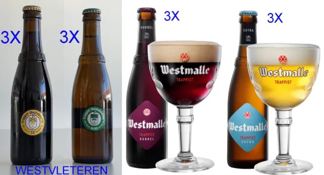 WESTVLETEREN & WESTMALLE - 12x 33cl - Brune & Blonde  Bières Belge Trappistes -