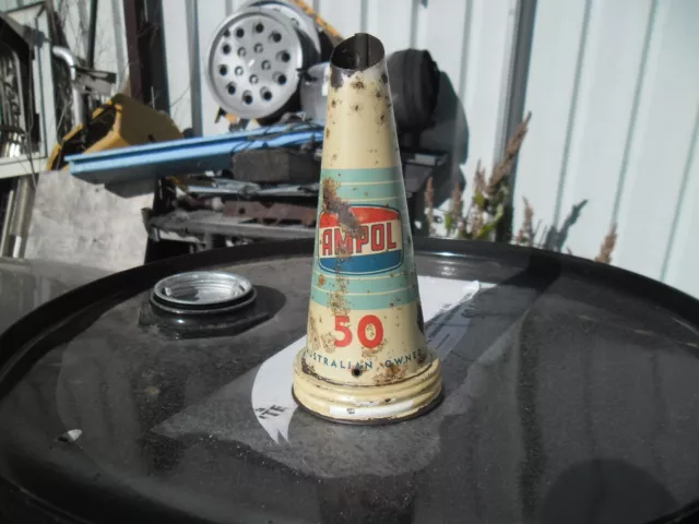 Ampol 50 Grade Australian Owned Oil Bottle Tin Top