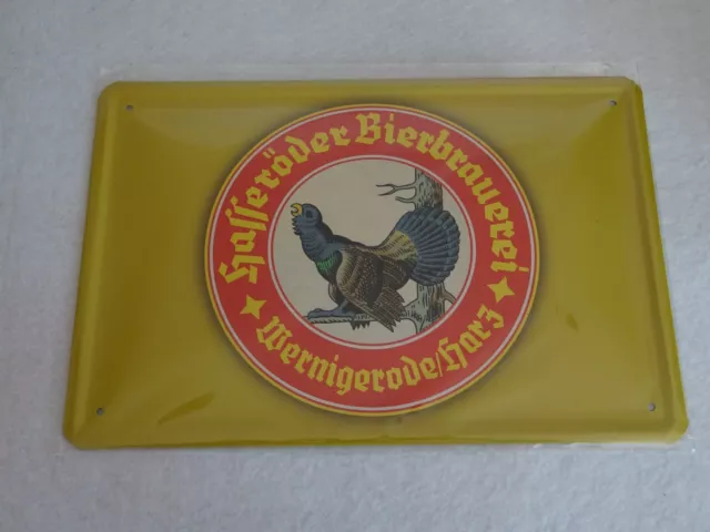 Hasseröder Bier / Brauerei Wernigerode/Harz Gelb Blechschild 30x20 cm