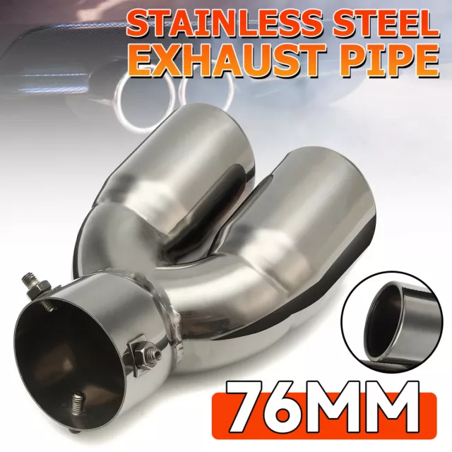 Universal Sport Dual Twin Chrome Exhaust Pipe Trim Tail Muffler Tip Stainless