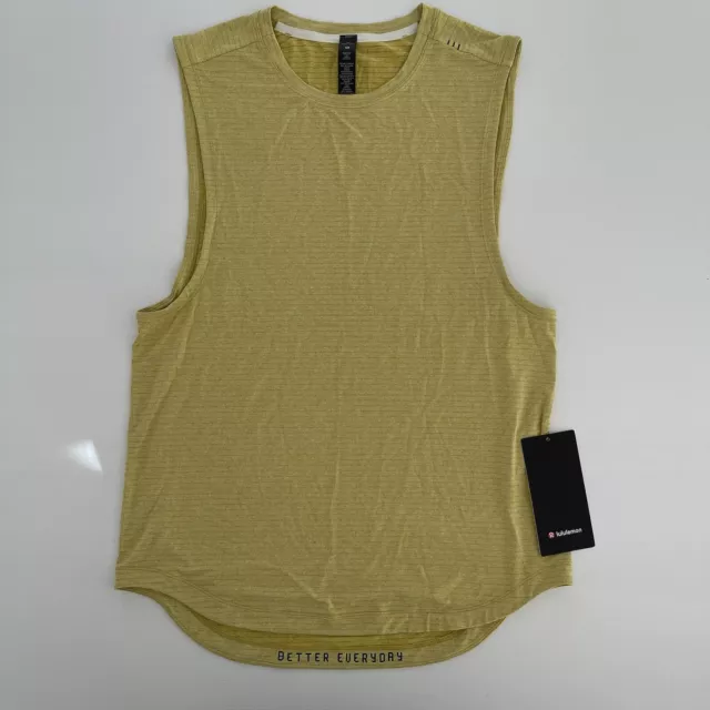 Lululemon Tank Adult Medium Mustard Drysense Sleeveless Activewear Running Mens