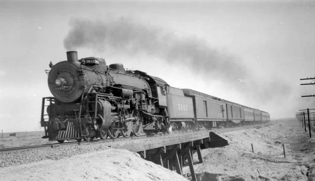 AT&SF SANTA FE Railroad locomotive engine No. 3443 type 4-6-2 OLD TRAIN ...