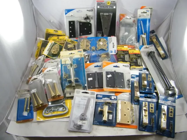 Huge Lot (38 Pc) National Hardware Hinges / Hasps / Latches Etc. All New