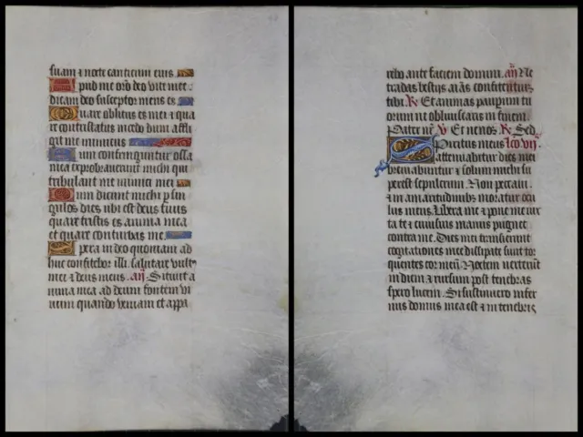 Illuminierte Handschrift auf Pergament Blatt aus einem Stundenbuch um 1500 (074)