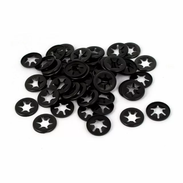 7mm Dia Intérieur 65Mn Verrouillage Acier Noir Rondels Verrouillage Étoi 50Pcs