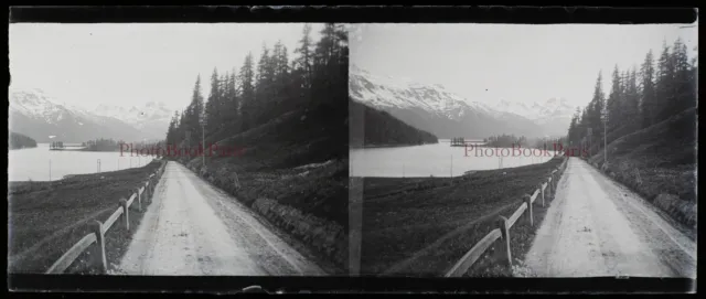Paysage Suisse c1910 Photo NEGATIVE Plaque verre Stereo Vintage V33L4n