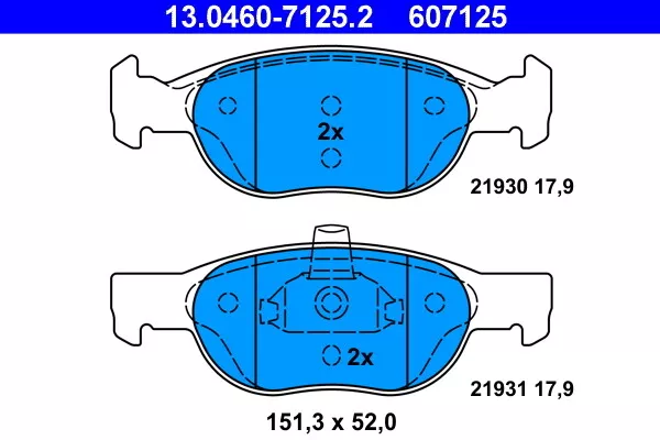 Ate 13.0460-7125.2 Brake Pad Set, Disc Brake Front Axle For Fiat