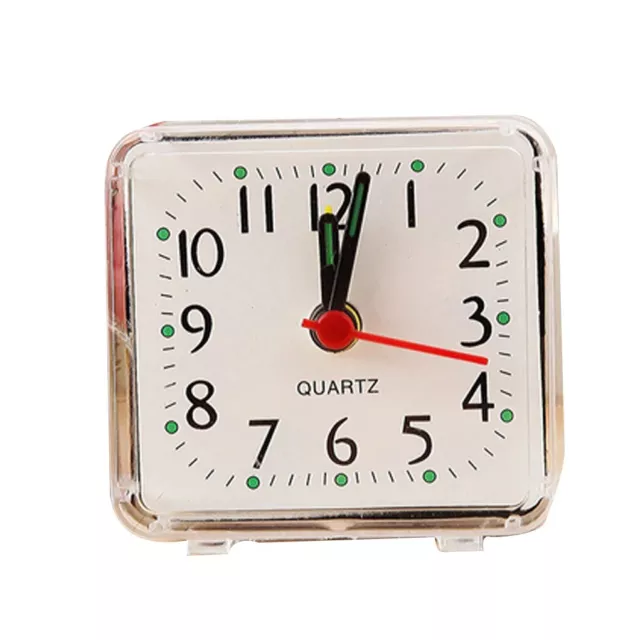 Square Small Bed Alarm Clock Travel Clock Mini Desk Watch Transparent Case new 5