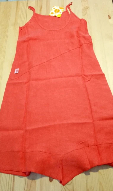 BOBOLI VESTITO ABITO midi 100% LINO Ragazza Bambina 12 anni rosso Nuovo Moda