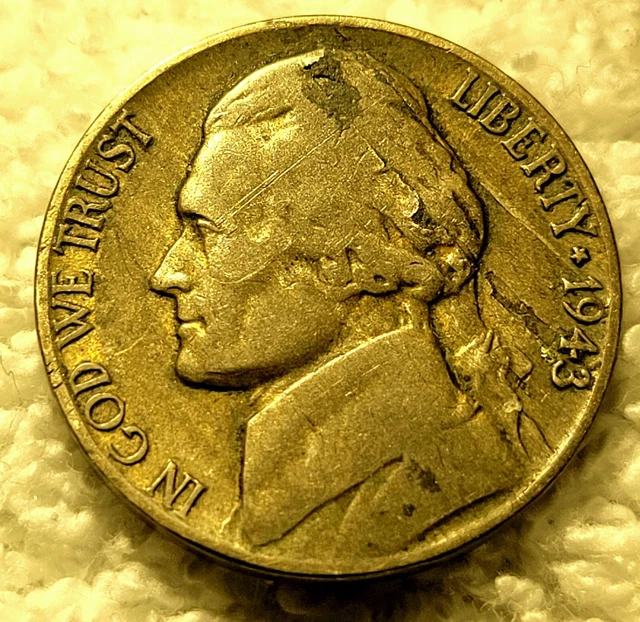 1943-P, 1943-D, 1943-S Jefferson Silver War Nickel - (3) U.S. 5 Cent coin PDS