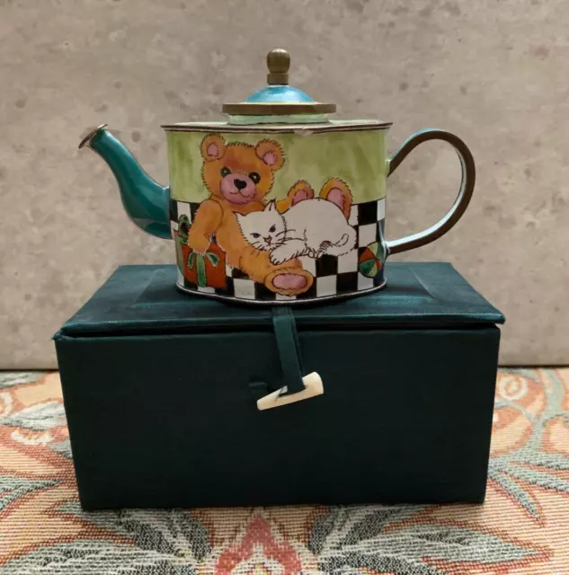 Trade&Aid Mini Enamel Teapot "Teddy&Cat" - Charlotte Di Vita
