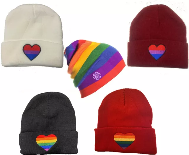 Rainbow style love heart beanie *5 varieties*