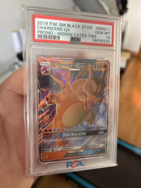 2019 POKEMON SM BLACK STAR  SM211 CHARIZARD GX PROMO-HIDDEN FATES  PSA 10 Glurak