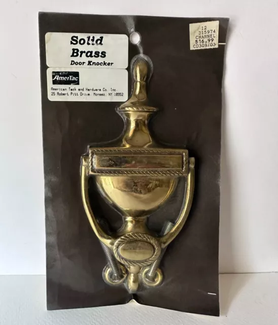 NWT Vintage Solid Brass Door Knocker ~ American Tack & Hardware Co ~ Sealed